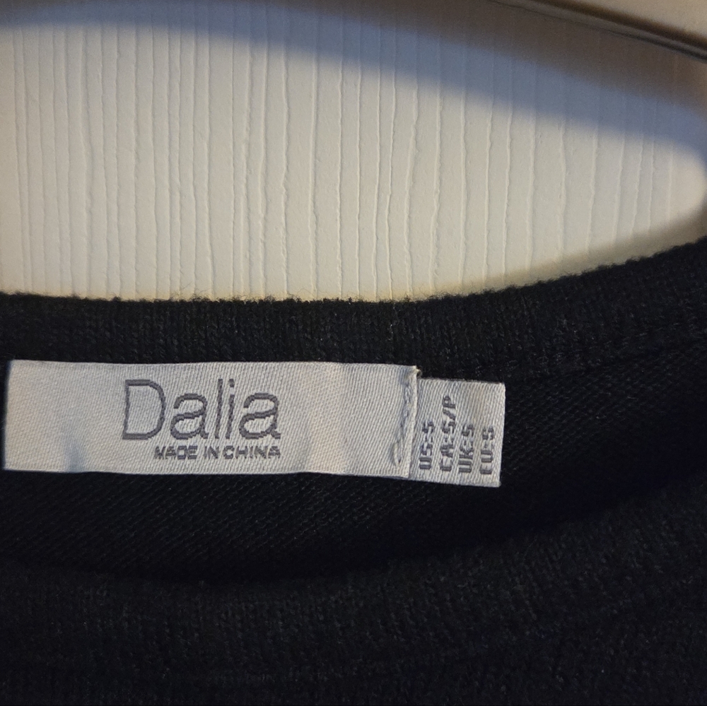 Dalia Black Ruffle Shoulder Sweater Dress Size Small - Picture 5 of 12